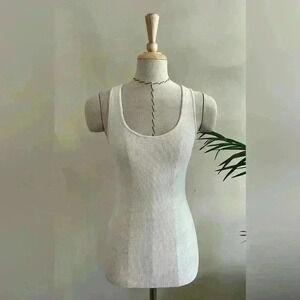 CLEARANCE | Scoop Stretch Ribbed Shaping Tank Top | Size S | Cream Color